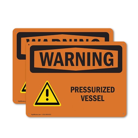 Signmission Pressurized Vessel With Symbol, 14 in W x Rectangle, Plastic OS-2PACK-WS-P-1014-L-12346